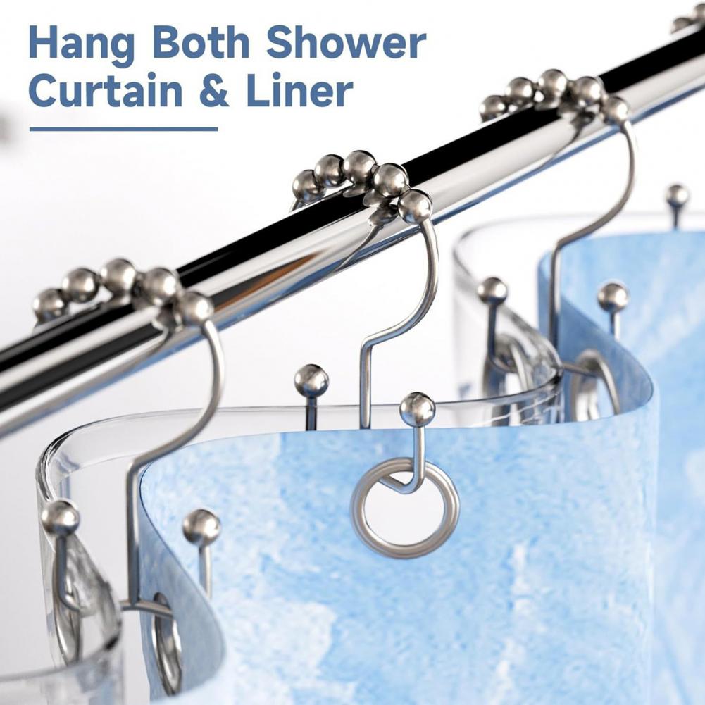 Shower Curtain Liner - 12-delige metalen douchegordijnringen, metalen douchegordijnhaken set