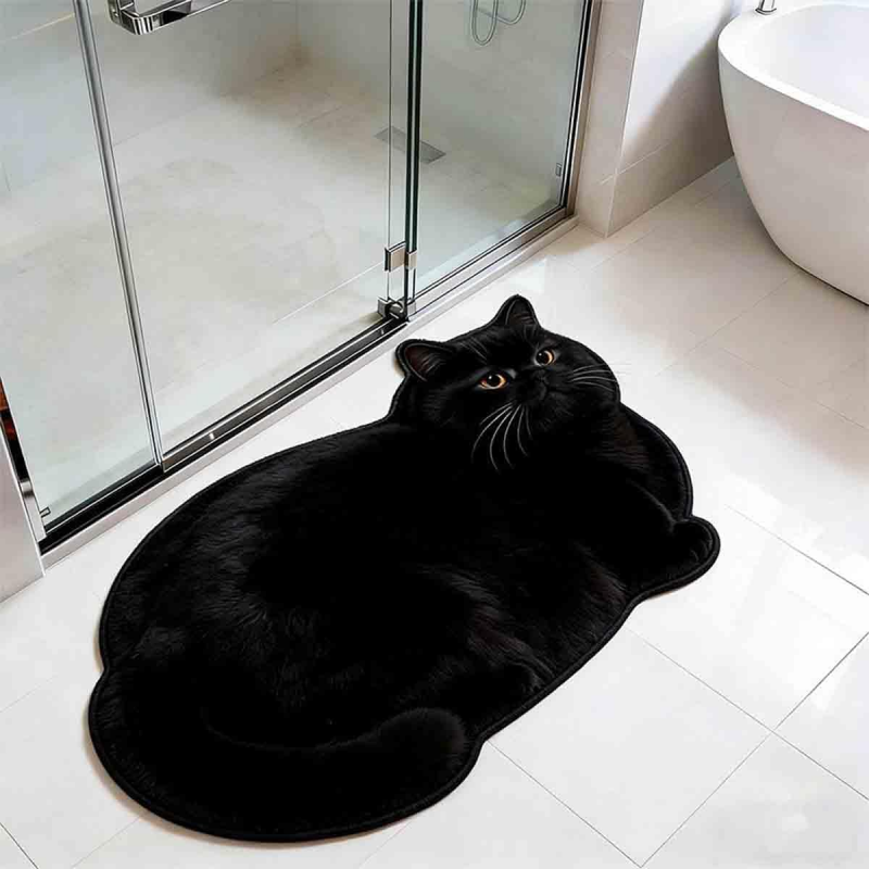 Home Bathroom Carpet - VIKAMA Realistische 3D Pluizige Dikke Zwarte