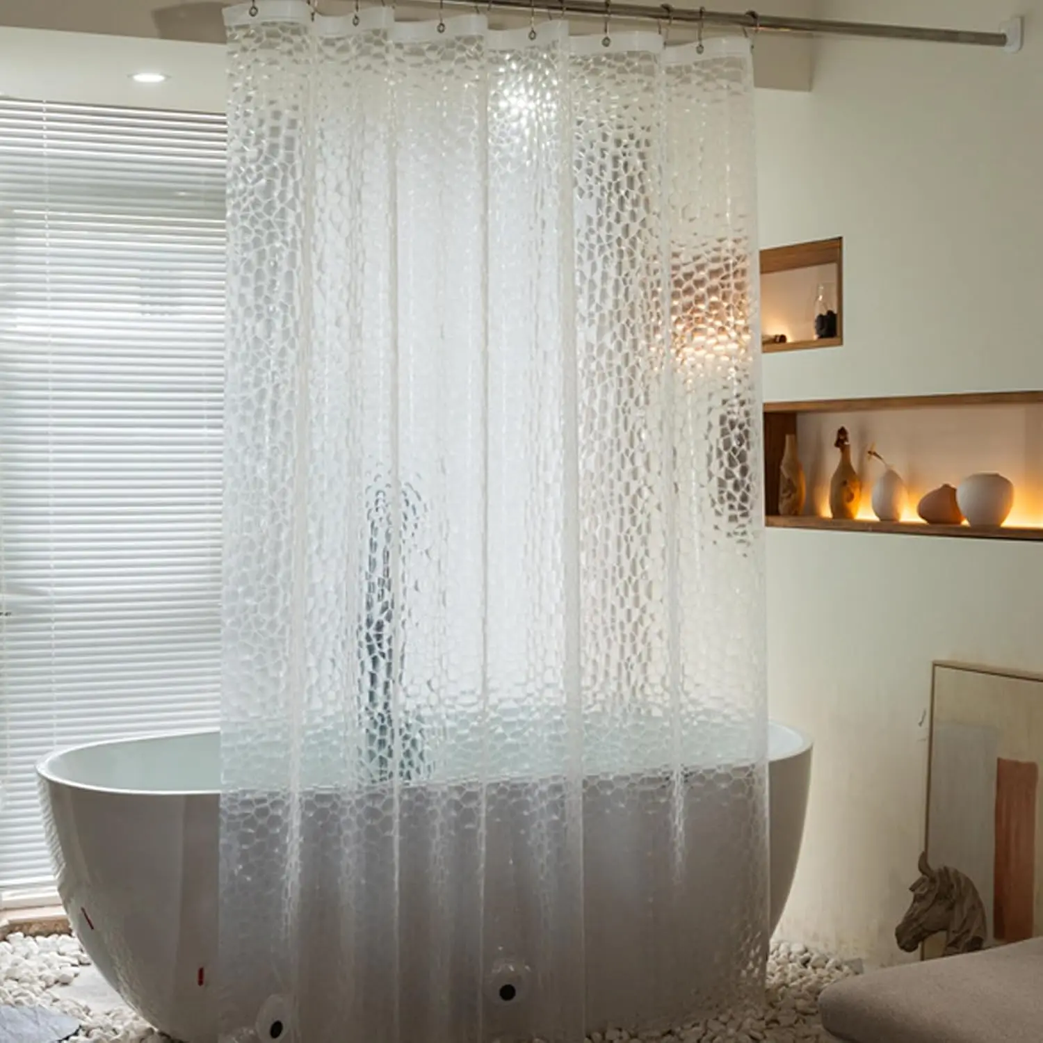 Shower Curtain Liner - 3D Water Cube Douchegordijnvoering, Helder PEVA