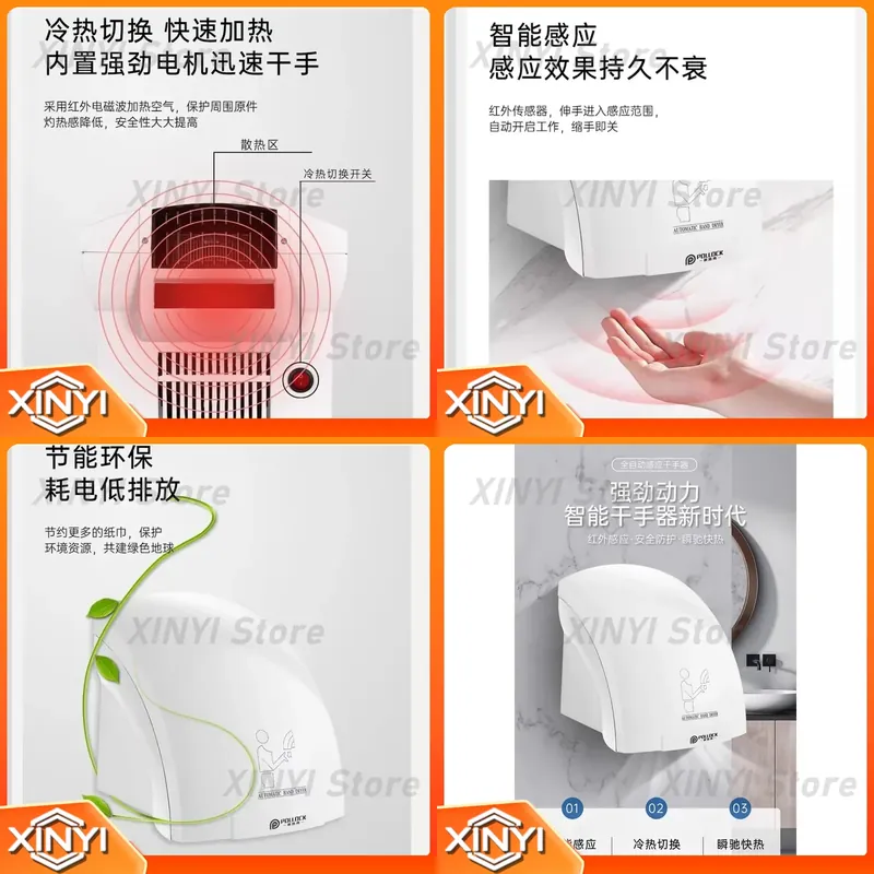 Home Bathroom Hand Dryer - voor 220V Automatische Sensor Handdroger Badkamer