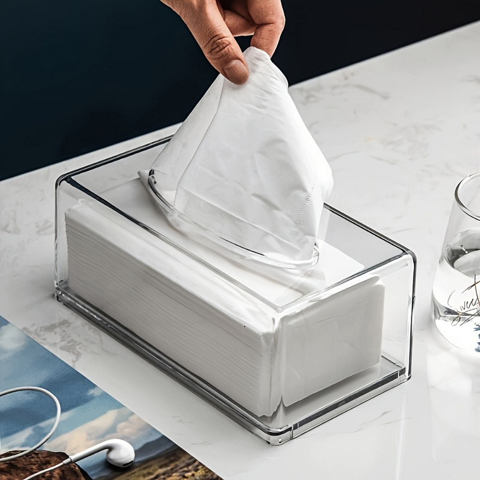 Home Bathroom Paper Towel Dispenser - Home Office Tissue Box Dispenser Organizer