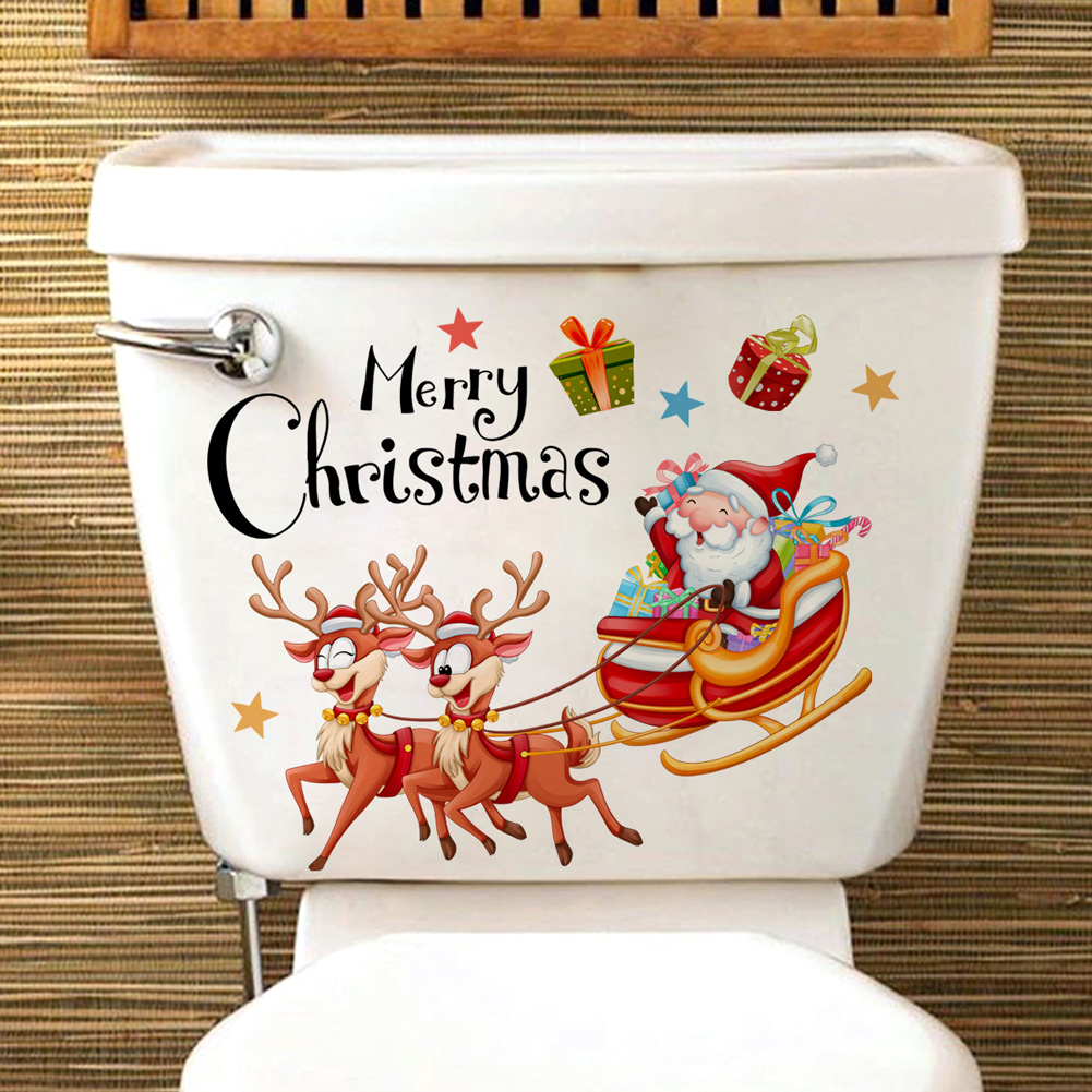 Home Of The Year Bathroom - Kerstman Herten Vervoer Muurstickers Voor Kerst