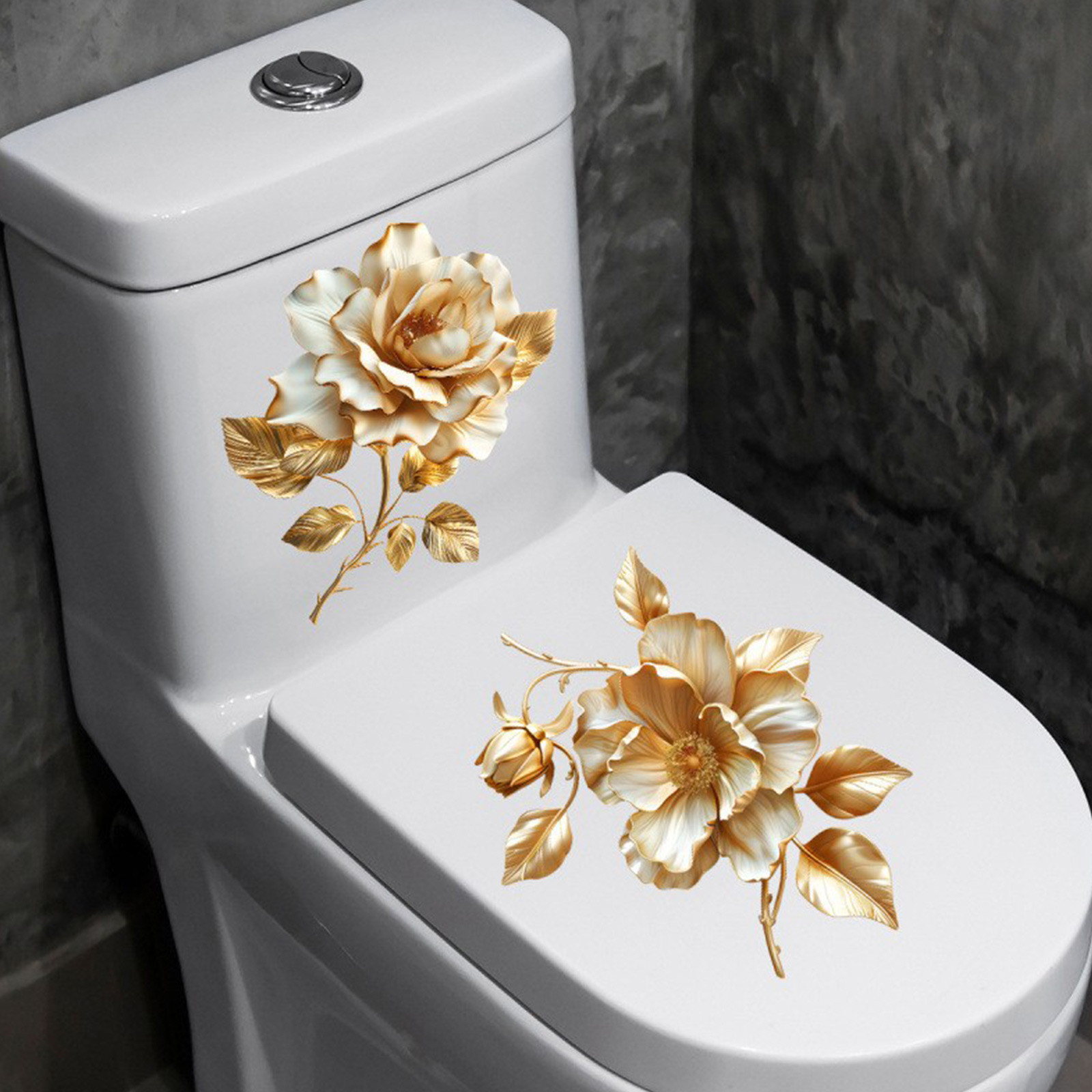 Home Of The Year Bathroom - 2 stuks bloementoiletstickers om een ​​romantische