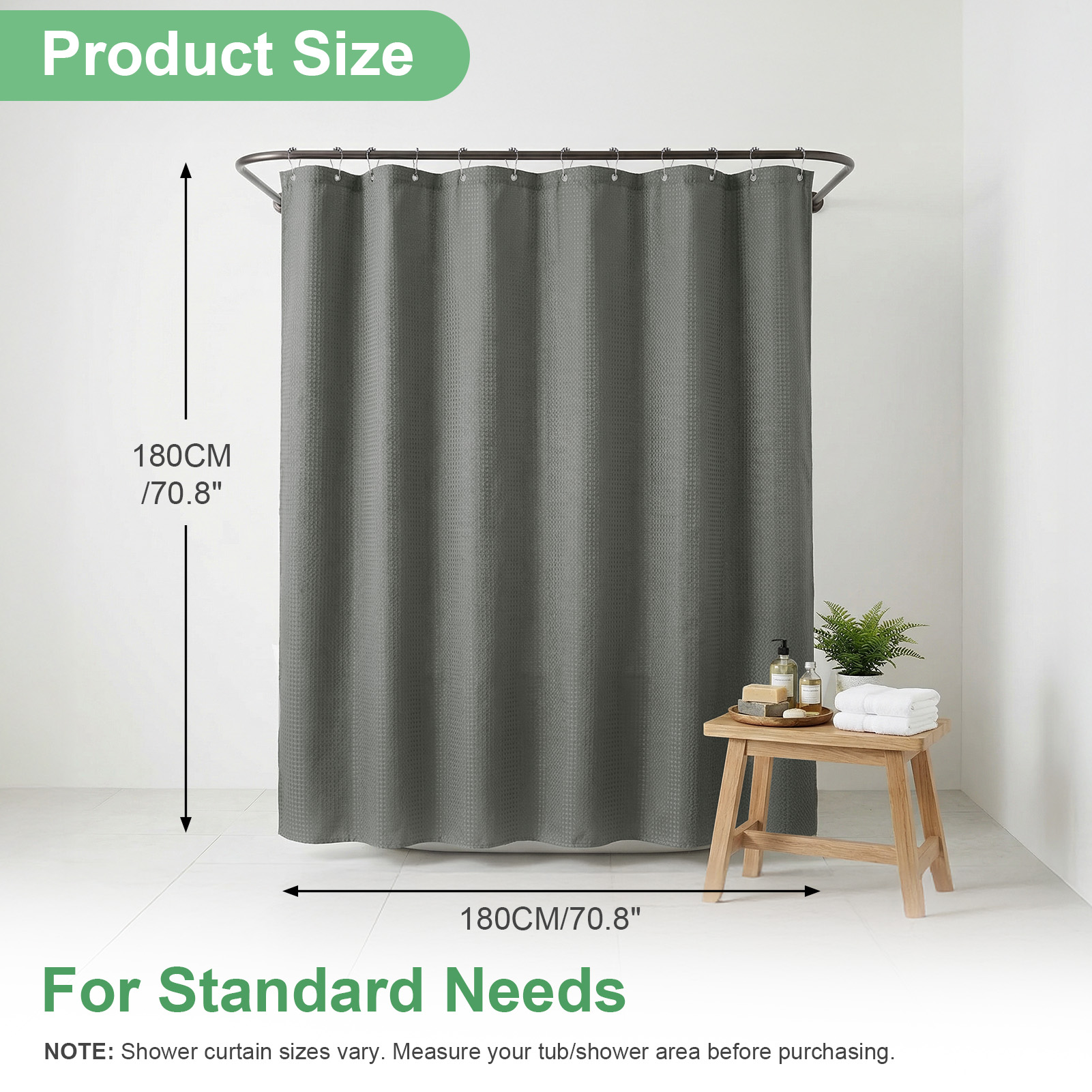 Wafel Douchegordijn 180x180cm  - Shower Curtain Liner recensie en prijs