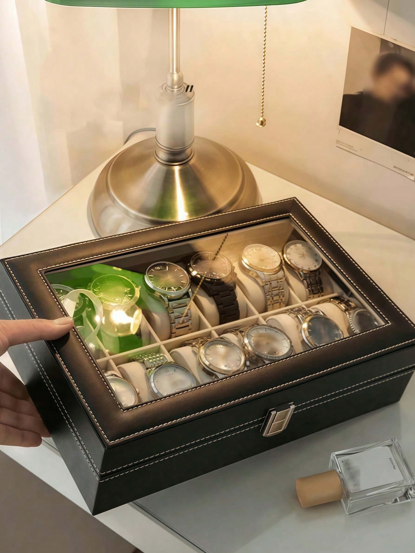 Leren horlogedoos met slot, gr - Home Bathroom Vanity recensie en prijs