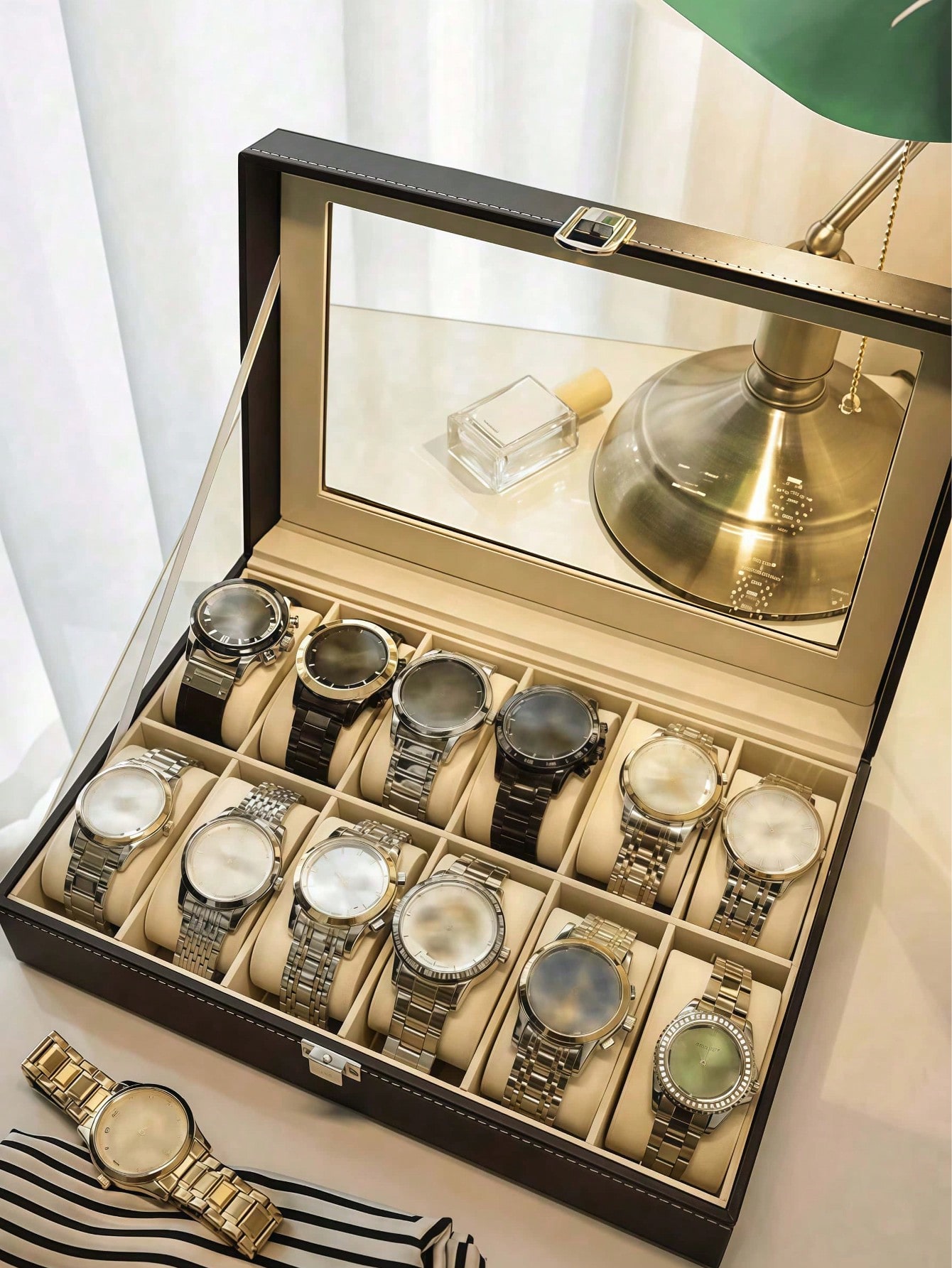 Leren horlogedoos met slot, gr - Home Bathroom Vanity recensie en prijs