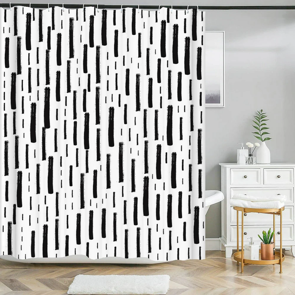 Zwart Wit Strepen Patroon Text - Shower Curtain Liner recensie en prijs