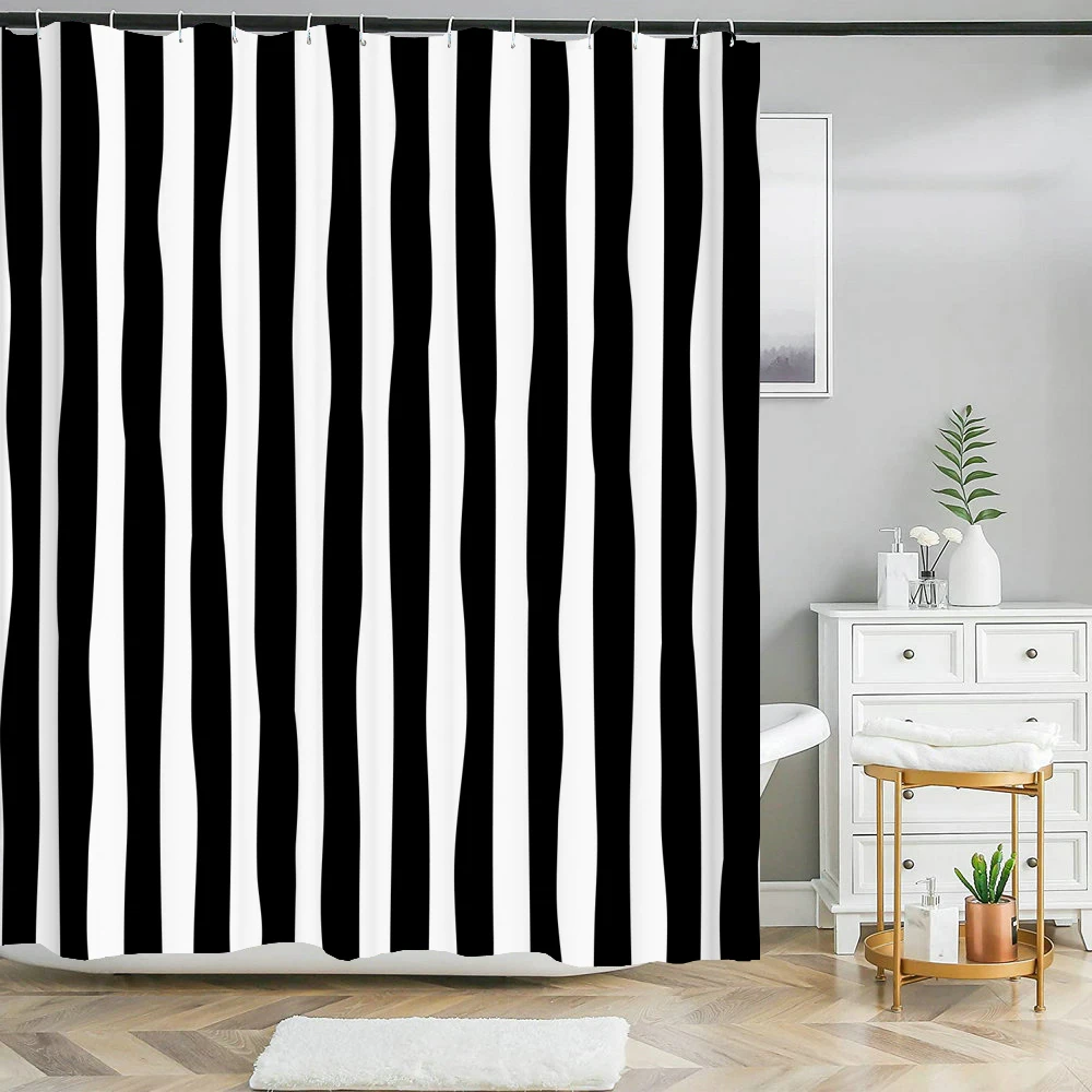 Zwart Wit Strepen Patroon Text - Shower Curtain Liner recensie en prijs