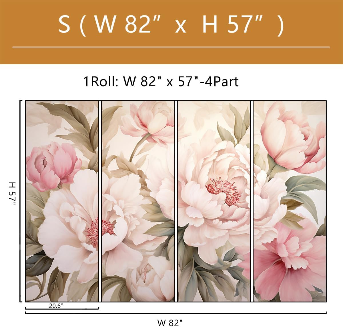 Elegante pioenroos bloemenmuur - Home Bathroom Vanity recensie en prijs