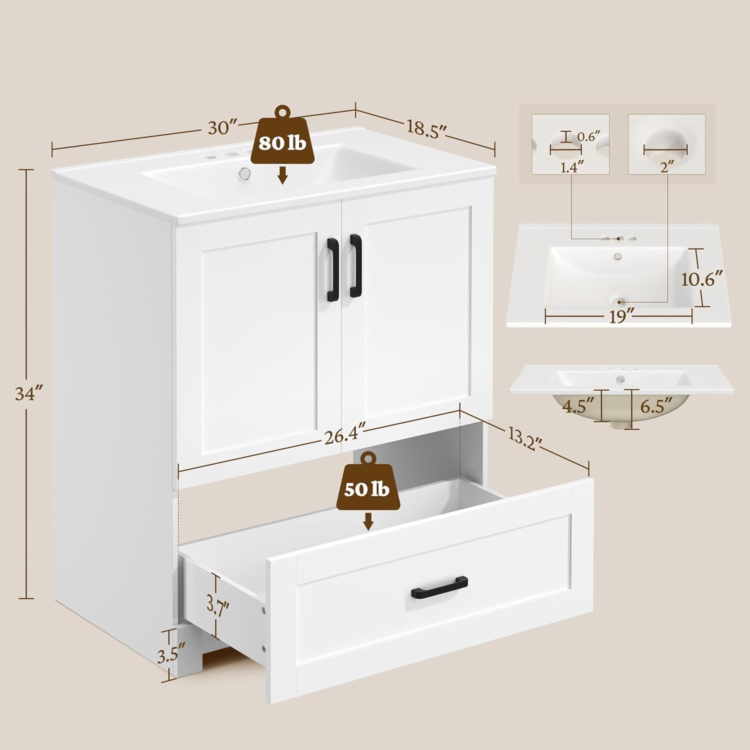 30 inch badkamermeubel met ker - Home Bathroom Vanity recensie en prijs